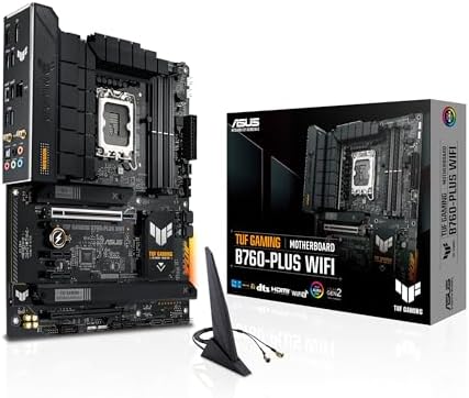 ASUS TUF GAMING B760 PLUS WIFI Intel B760 LGA 1700 ATX motherboard  Ready for 14th  13th & 12th Gen Intel  Core CPU  12 1 1 Stages  PCIe 5 0  3x M 2  DDR5  2 5G  USB 3 2 Type C   Thunderbolt 4   USB4 
