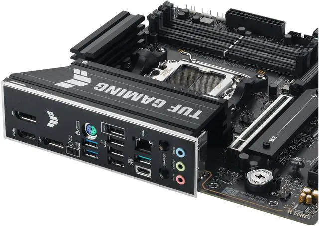 Placa base ASUS TUF GAMING B850M-E WIFI AMD B850 mATX, 8+2+1 etapas de potencia DrMOS de 80 A, DDR5, PCIe 5.0, tres ranuras M.2, WiFi 6E, Ethernet de 2,5 Gb, DisplayPort, HDMI, USB-C trasero de 10 Gbps y USB-C frontal de 5 Gbps