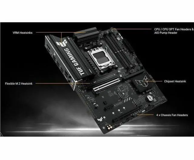 ASUS TUF GAMING B850 E WIFI equipped with outstanding features  8 layer PCB  8 2 1 80A stages  DDR5  PCIe 5 0 x16  three M 2  Wi Fi 6E  2 5Gb  USB Type C