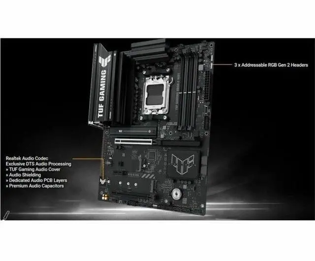 ASUS TUF GAMING B850 E WIFI equipped with outstanding features  8 layer PCB  8 2 1 80A stages  DDR5  PCIe 5 0 x16  three M 2  Wi Fi 6E  2 5Gb  USB Type C