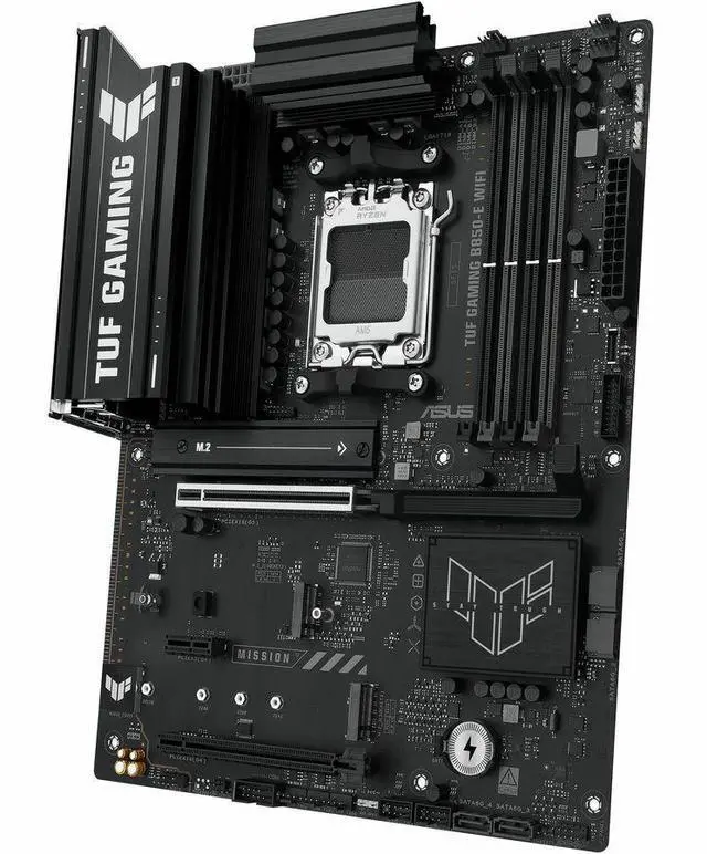 ASUS TUF GAMING B850 E WIFI equipped with outstanding features  8 layer PCB  8 2 1 80A stages  DDR5  PCIe 5 0 x16  three M 2  Wi Fi 6E  2 5Gb  USB Type C