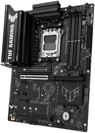 ASUS TUF GAMING B850 E WIFI AMD AM5 B850 ATX motherboard  DDR5  PCIe 5 0 Ready  M 2 slots x3  Wi Fi 6E  2 5Gb Ethernet  DisplayPort  HDMI USB 20Gbps Type C  USB 10Gbps Type C  BIOS FlashBack  AuraSync