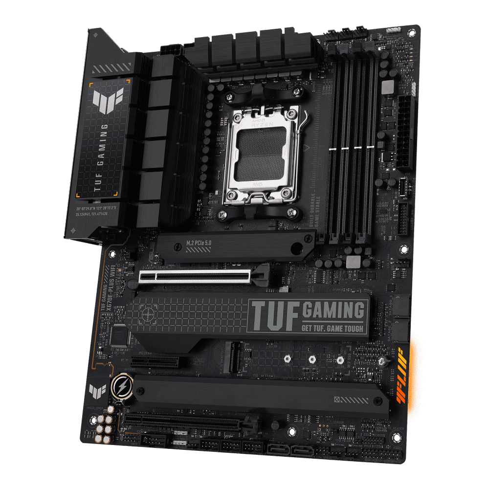 ASUS TUF GAMING X670E PLUS WIFI 6E Socket AM5  LGA 1718  Ryzen 7000 ATX Gaming Motherboard  16 Power Stages  PCIe 5 0  DDR5 Memory  Four M 2 Slots  WiFi 6E and 2 5 Gb Ethernet  USB 4 Header  Two Way A