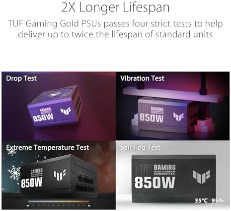 ASUS TUF Gaming 1200W Gold  1200 Watt  ATX 3 0 Compatible Fully Modular Power Supply  80  Gold Certified  Military Grade Components  Dual Ball Bearing  Axial tech Fan  PCB Coating  10 Year Warranty 