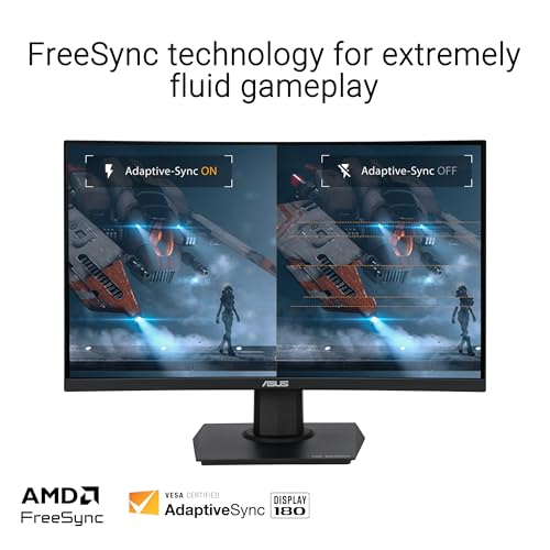ASUS TUF Gaming 24   23 6 inch viewable  Curved Monitor  VG24VQER    FHD  180Hz  1ms  DCI P3 90   Extreme Low Motion Blur Sync  FreeSync  Shadow Boost  Eye Care  DisplayWidget Center  3yr Warranty