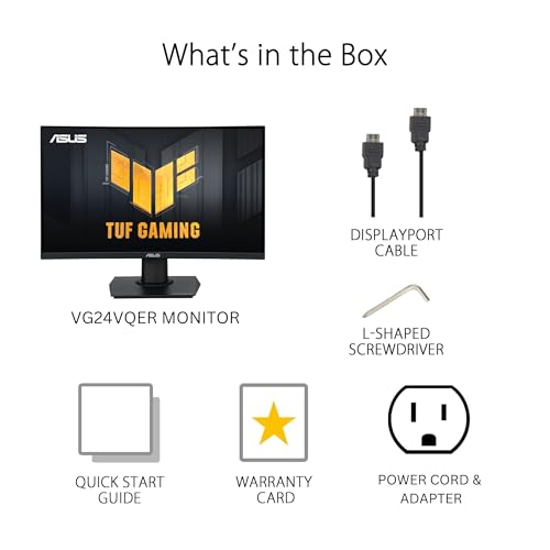 ASUS TUF Gaming 24   23 6 inch viewable  Curved Monitor  VG24VQER    FHD  180Hz  1ms  DCI P3 90   Extreme Low Motion Blur Sync  FreeSync  Shadow Boost  Eye Care  DisplayWidget Center  3yr Warranty