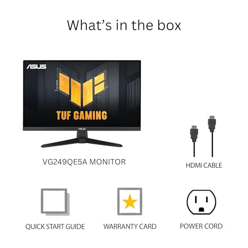 ASUS TUF Gaming 24   23 8  viewable  1080P Monitor  VG249QE5A    FHD  144Hz Overclock to 146Hz  IPS  Extreme Low Motion Blur Sync  1ms  Speakers  Variable Overdrive  DisplayWidget Center  3yr Warranty