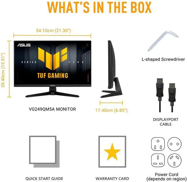 ASUS TUF Gaming 24"  23 8" viewable  Full HD 1080P 240hz Fast IPS with AMD FreeSync Premium & G Sync Compatible 0 3ms Gaming Computer Monitor VG249QM5A