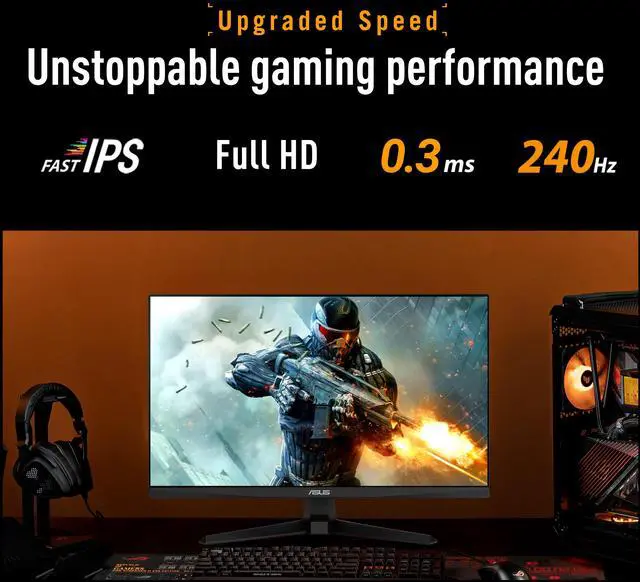 ASUS TUF Gaming 24"  23 8" viewable  Full HD 1080P 240hz Fast IPS with AMD FreeSync Premium & G Sync Compatible 0 3ms Gaming Computer Monitor VG249QM5A