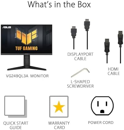 ASUS TUF Gaming 24   23 8  viewable  1080P Monitor  VG249QL3A    Full HD  180Hz  1ms  Fast IPS  ELMB  FreeSync Premium  G SYNC Compatible  Speakers  DisplayPort  Height Adjustable  3 Year Warranty