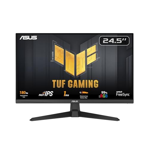 ASUS TUF Gaming 25   24 5 viewable  1080P Gaming Monitor  VG259Q3A    FHD  180Hz  1ms  Fast IPS  Extreme Low Motion Blur  FreeSync  Variable Overdrive  Speakers  99  sRGB  Shadow Boost 3yr Warranty