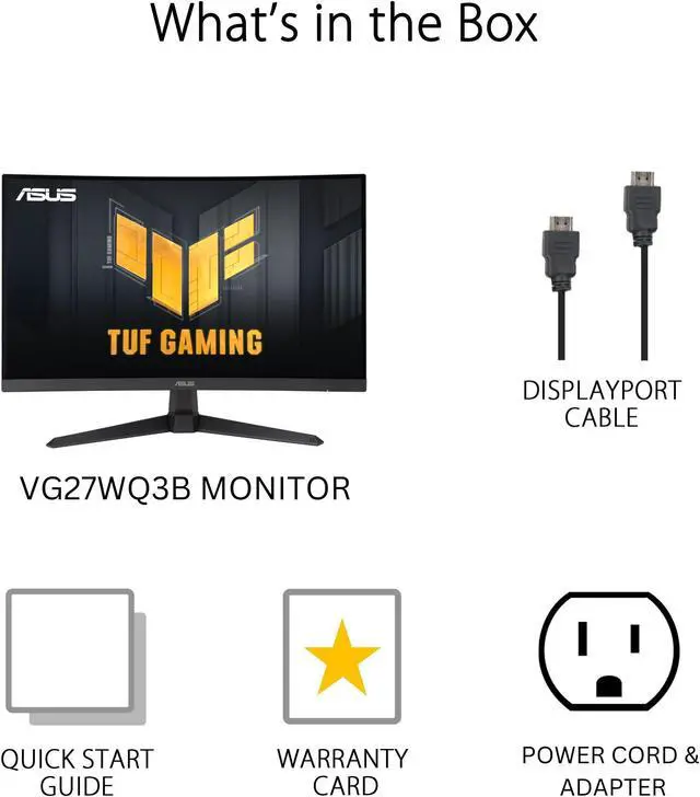 ASUS TUF Gaming 27" 1440P Curved HDR Gaming Monitor  VG27WQ3B    QHD  2560 x 1440   180Hz  0 5ms  1500R  Extreme Low Motion Blur  FreeSync  90  DCI P3  Shadow Boost  DisplayWidget