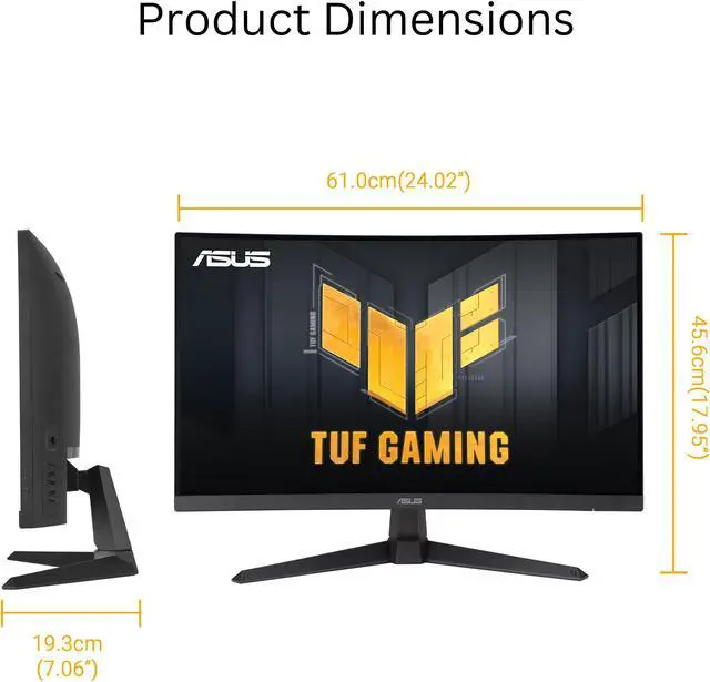 ASUS TUF Gaming 27" 1440P Curved HDR Gaming Monitor  VG27WQ3B    QHD  2560 x 1440   180Hz  0 5ms  1500R  Extreme Low Motion Blur  FreeSync  90  DCI P3  Shadow Boost  DisplayWidget