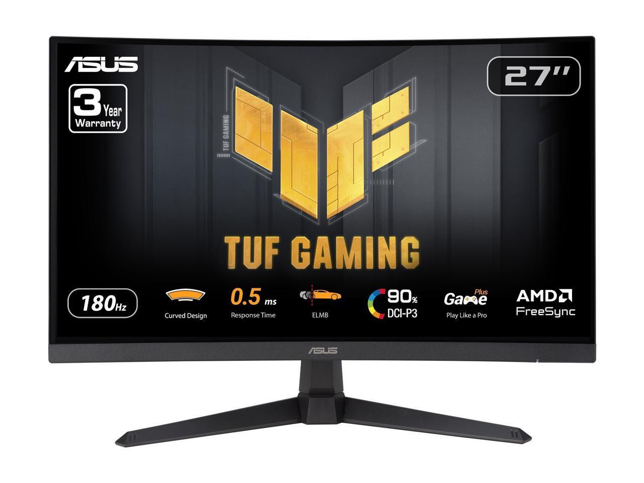 ASUS TUF Gaming 27" 1440P Curved HDR Gaming Monitor  VG27WQ3B    QHD  2560 x 144