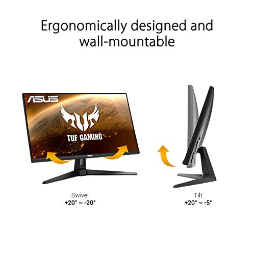 ASUS TUF Gaming 27 2K HDR Monitor  VG27AQ1A    QHD  2560 x 1440   IPS  170Hz  Supports 144Hz   1ms  Extreme Low Motion Blur  Speaker  G SYNC Compatible  VESA Mountable  DisplayPort  HDMI BLACK