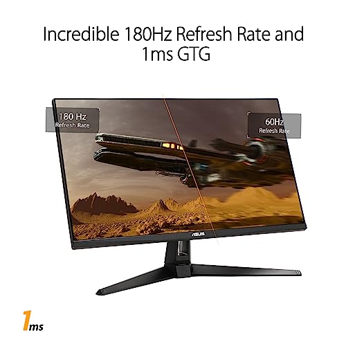 ASUS TUF Gaming 27  1440P HDR Monitor  VG27AQ3A    QHD  2560 x 1440   180Hz  1ms  Fast IPS  130  sRGB  Extreme Low Motion Blur Sync  Speakers  Freesync Premium  G SYNC Compatible  HDMI  DisplayPort