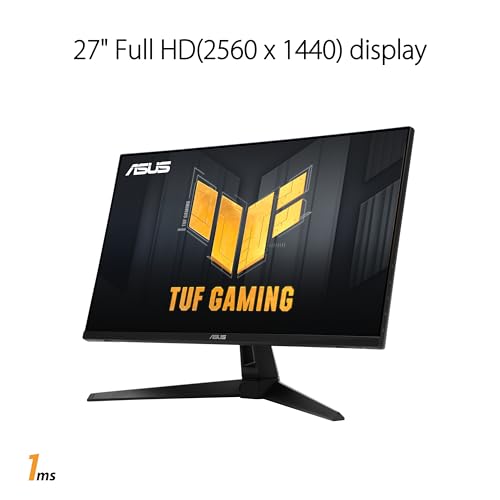 ASUS TUF Gaming 27  1440P Gaming Monitor  VG27AQM1A    QHD  2560 x 1440   260Hz  1ms  Fast IPS  Extreme Low Motion Blur Sync  Freesync Premium  G SYNC Compatible  DisplayHDR400  3 Year Warranty