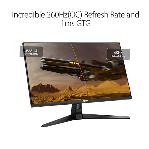 ASUS TUF Gaming 27  1440P Gaming Monitor  VG27AQM1A    QHD  2560 x 1440   260Hz  1ms  Fast IPS  Extreme Low Motion Blur Sync  Freesync Premium  G SYNC Compatible  DisplayHDR400  3 Year Warranty