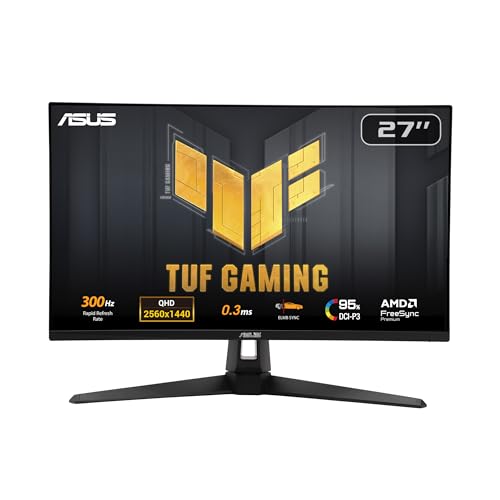 ASUS TUF Gaming 27  1440P Monitor  VG27AQM5A    QHD  2560x1440   300Hz  Fast IPS  Extreme Low Motion Blur Sync  0 3ms  Speaker  95  DCI P3  Shadow Boost  DisplayWidget Center  3 yr Warranty