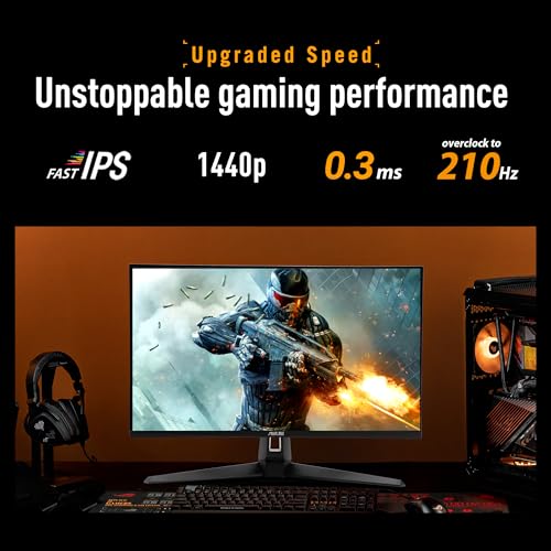 ASUS TUF Gaming 27  1440P Monitor  VG27AQL5A    QHD  2560 x 1440   210Hz  0 3ms  Fast IPS  Extreme Low Motion Blur Sync  Speakers  DisplayWidget Center  Gaming AI  Height Adjustment  3 yr Warranty