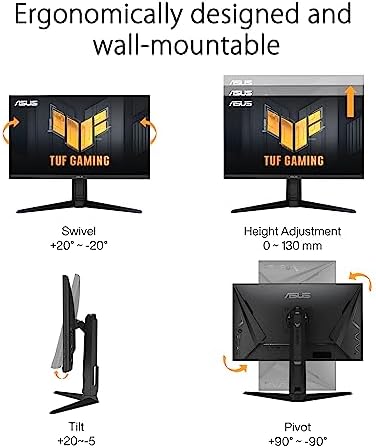 ASUS TUF Gaming 27  1440P HDR Monitor  VG27AQ3A    QHD  2560 x 1440   180Hz  1ms  Fast IPS  130  sRGB  Extreme Low Motion Blur Sync  Speakers  Freesync Premium  G SYNC Compatible  HDMI  DisplayPort