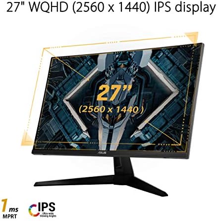 ASUS TUF Gaming 27  1440P HDR Monitor  VG27AQ3A    QHD  2560 x 1440   180Hz  1ms  Fast IPS  130  sRGB  Extreme Low Motion Blur Sync  Speakers  Freesync Premium  G SYNC Compatible  HDMI  DisplayPort