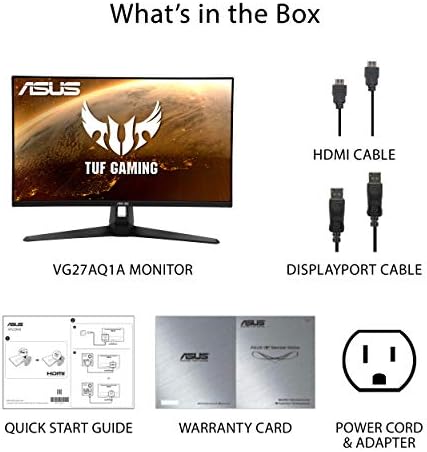 ASUS TUF Gaming 27  1440P HDR Monitor  VG27AQ3A    QHD  2560 x 1440   180Hz  1ms  Fast IPS  130  sRGB  Extreme Low Motion Blur Sync  Speakers  Freesync Premium  G SYNC Compatible  HDMI  DisplayPort