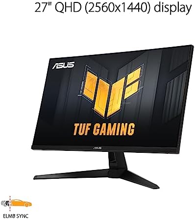 ASUS TUF Gaming 27  1440P HDR Monitor  VG27AQ3A    QHD  2560 x 1440   180Hz  1ms  Fast IPS  130  sRGB  Extreme Low Motion Blur Sync  Speakers  Freesync Premium  G SYNC Compatible  HDMI  DisplayPort