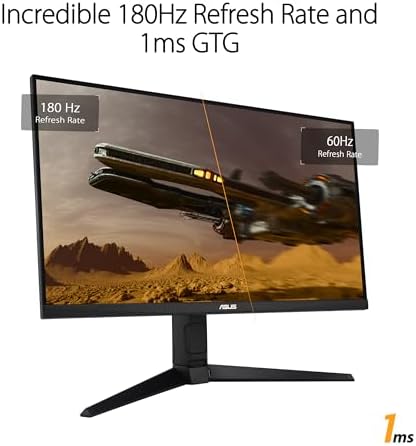 ASUS TUF Gaming 27  1440P HDR Monitor  VG27AQ3A    QHD  2560 x 1440   180Hz  1ms  Fast IPS  130  sRGB  Extreme Low Motion Blur Sync  Speakers  Freesync Premium  G SYNC Compatible  HDMI  DisplayPort