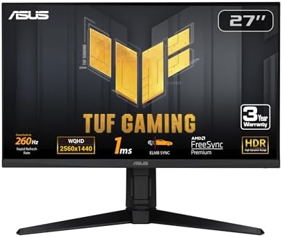 ASUS TUF Gaming 27  1440P Monitor  VG27AQM5A    QHD  2560x1440   300Hz  Fast IPS  Extreme Low Motion Blur Sync  0 3ms  Speaker  95  DCI P3  Shadow Boost  DisplayWidget Center  3 yr Warranty