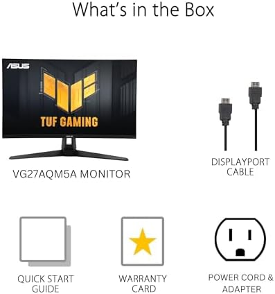 ASUS TUF Gaming 27  1440P Monitor  VG27AQM5A    QHD  2560x1440   300Hz  Fast IPS  Extreme Low Motion Blur Sync  0 3ms  Speaker  95  DCI P3  Shadow Boost  DisplayWidget Center  3 yr Warranty