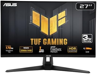 ASUS TUF Gaming 27  1440P Monitor  VG27AQM5A    QHD  2560x1440   300Hz  Fast IPS  Extreme Low Motion Blur Sync  0 3ms  Speaker  95  DCI P3  Shadow Boost  DisplayWidget Center  3 yr Warranty