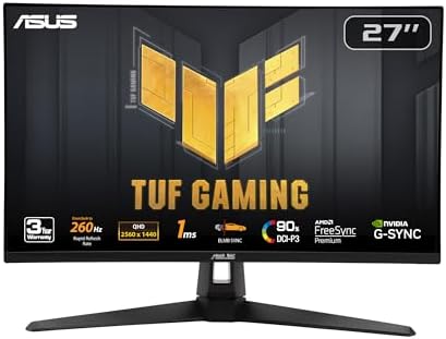 ASUS TUF Gaming 27  1440P Monitor  VG27AQM5A    QHD  2560x1440   300Hz  Fast IPS  Extreme Low Motion Blur Sync  0 3ms  Speaker  95  DCI P3  Shadow Boost  DisplayWidget Center  3 yr Warranty