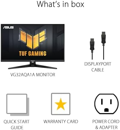 ASUS TUF Gaming 31 5  1440P HDR Monitor  VG32AQA1A    QHD  2560 x 1440   170Hz  1ms  Extreme Low Motion Blur  FreeSync Premium  DisplayPort  HDMI  HDR 10  Shadow Boost  VESA Wall Mountable