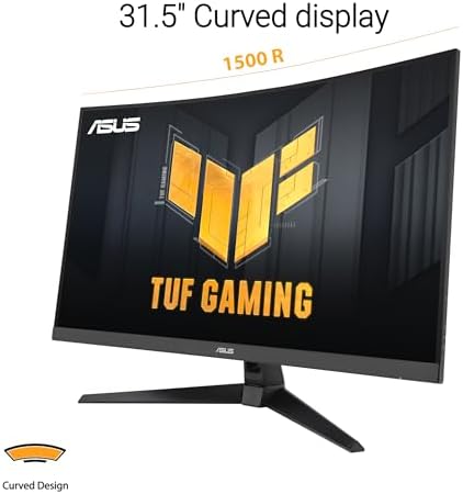 ASUS TUF Gaming 31 5  1440P Curved HDR Gaming Monitor  VG32WQ3B    QHD  2560 x 1440   180Hz  0 5ms  1500R  Extreme Low Motion Blur  FreeSync  90  DCI P3  Shadow Boost  DisplayWidget  3 yr Warranty