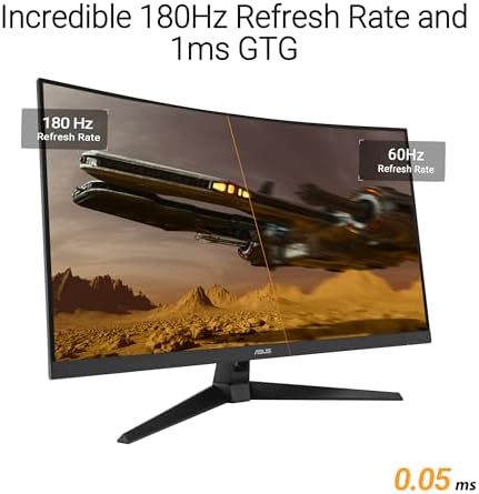 ASUS TUF Gaming 31 5  1440P Curved HDR Gaming Monitor  VG32WQ3B    QHD  2560 x 1440   180Hz  0 5ms  1500R  Extreme Low Motion Blur  FreeSync  90  DCI P3  Shadow Boost  DisplayWidget  3 yr Warranty