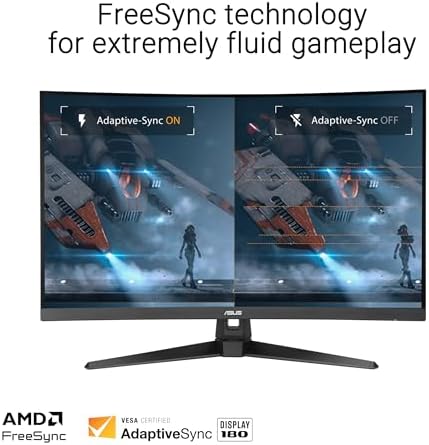 ASUS TUF Gaming 31 5  1440P Curved HDR Gaming Monitor  VG32WQ3B    QHD  2560 x 1440   180Hz  0 5ms  1500R  Extreme Low Motion Blur  FreeSync  90  DCI P3  Shadow Boost  DisplayWidget  3 yr Warranty