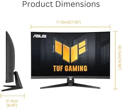 ASUS TUF Gaming 31 5  1440P Curved HDR Gaming Monitor  VG32WQ3B    QHD  2560 x 1440   180Hz  0 5ms  1500R  Extreme Low Motion Blur  FreeSync  90  DCI P3  Shadow Boost  DisplayWidget  3 yr Warranty
