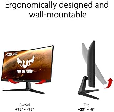 ASUS TUF Gaming 32 1440P HDR Curved Monitor  VG32VQ1B    QHD  2560 x 1440   165Hz  Supports 144Hz   1ms  Extreme Low Motion Blur  Speaker  FreeSync Premium  VESA Mountable  DisplayPort  HDMI BLACK