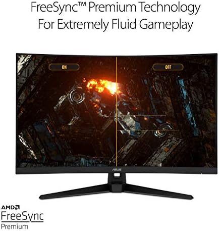 ASUS TUF Gaming 32 1440P HDR Curved Monitor  VG32VQ1B    QHD  2560 x 1440   165Hz  Supports 144Hz   1ms  Extreme Low Motion Blur  Speaker  FreeSync Premium  VESA Mountable  DisplayPort  HDMI BLACK