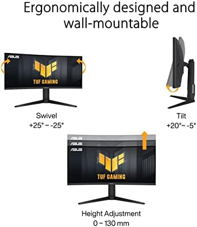 ASUS TUF Gaming 32 1440P HDR Curved Monitor  VG32VQ1B    QHD  2560 x 1440   165Hz  Supports 144Hz   1ms  Extreme Low Motion Blur  Speaker  FreeSync Premium  VESA Mountable  DisplayPort  HDMI BLACK