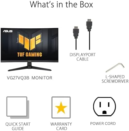 ASUS TUF Gaming 32 1440P HDR Curved Monitor  VG32VQ1B    QHD  2560 x 1440   165Hz  Supports 144Hz   1ms  Extreme Low Motion Blur  Speaker  FreeSync Premium  VESA Mountable  DisplayPort  HDMI BLACK