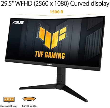 ASUS TUF Gaming 32 1440P HDR Curved Monitor  VG32VQ1B    QHD  2560 x 1440   165Hz  Supports 144Hz   1ms  Extreme Low Motion Blur  Speaker  FreeSync Premium  VESA Mountable  DisplayPort  HDMI BLACK
