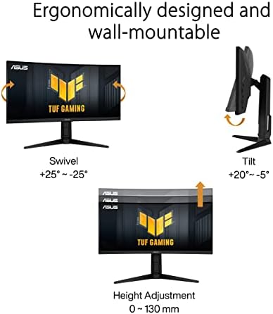 ASUS TUF Gaming 32 1440P HDR Curved Monitor  VG32VQ1B    QHD  2560 x 1440   165Hz  Supports 144Hz   1ms  Extreme Low Motion Blur  Speaker  FreeSync Premium  VESA Mountable  DisplayPort  HDMI BLACK