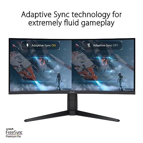 ASUS TUF Gaming - Monitor curvo de 34 pulgadas 1440P 1500R (VG34VQL3A) QHD (3440 x 1440), 180 Hz, 1 ms, ELMB, Freesync Premium Pro, 125 % sRGB, DisplayHDR 400, altura ajustable