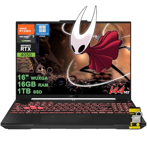 ASUS TUF Gaming A16 Laptop 16 WUXGA IPS 144Hz AMD 6 core Ryzen 7 7445HS 16GB DDR5 1TB SSD NVIDIA GeForce RTX 4050  Up to 194 AI Tops  RGB Backlit USB4 Two Way AI Noise Cancelation Win11Pro ICP Hub