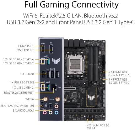 ASUS TUF Gaming B650 PLUS WiFi AMD B650 AM5 Ryzen  Desktop 9000 8000 and 7000 ATX Motherboard  14 Power Stages  PCIe  5 0 M 2  DDR5 Memory  WiFi 6 and 2 5 Gb Ethernet  USB4  Support Aura Sync
