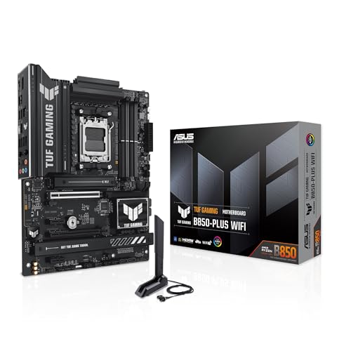 ASUS TUF Gaming B850 PLUS WiFi AMD AM5 B850 ATX Motherboard 14 2 1 80A Stages AI Ready DDR5 PCIe 5 0 3X M 2 Wi Fi 7 2 5Gb LAN DisplayPort HDMI USB 10Gbps & 20Gbps Type C BIOS Flashback