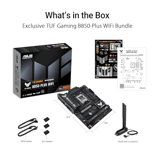 ASUS TUF Gaming B850 PLUS WiFi AMD AM5 B850 ATX Motherboard 14 2 1 80A Stages AI Ready DDR5 PCIe 5 0 3X M 2 Wi Fi 7 2 5Gb LAN DisplayPort HDMI USB 10Gbps & 20Gbps Type C BIOS Flashback