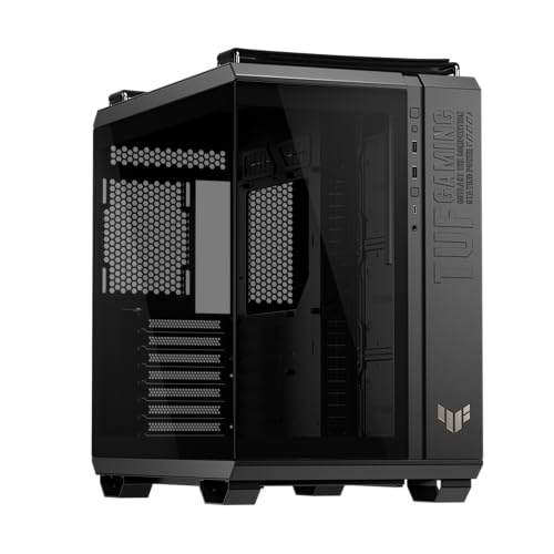 ASUS TUF Gaming GT502 Horizon ATX Mid-Tower - Funda para juegos (diseño panorámico ilimitado, doble cámara, zonas de enfriamiento independientes de CPU y GPU, paneles laterales sin herramientas, panel